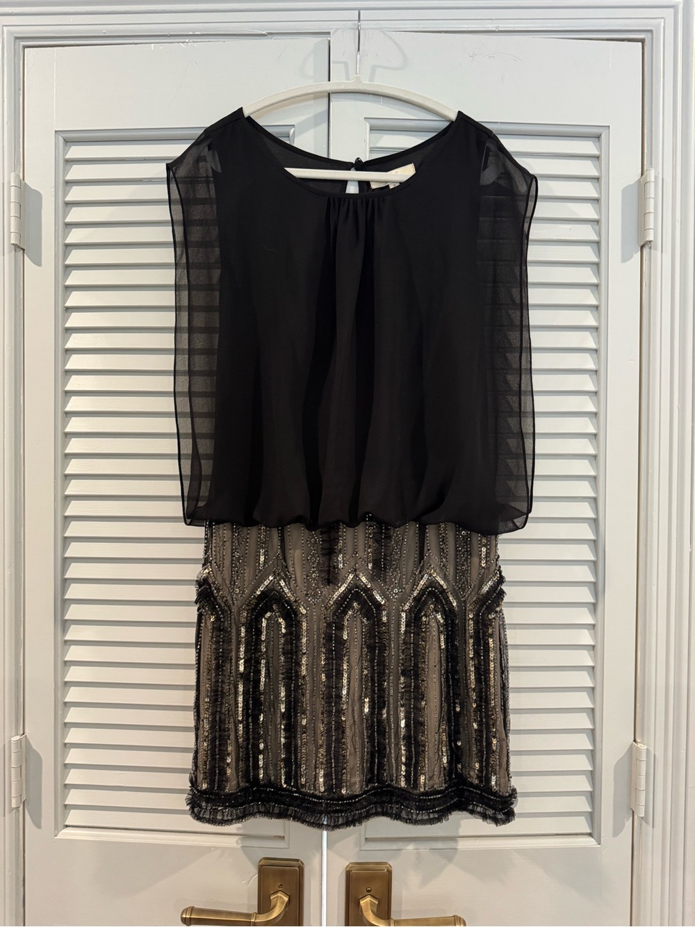 Aidan Mattox Black Beaded Mini Dress